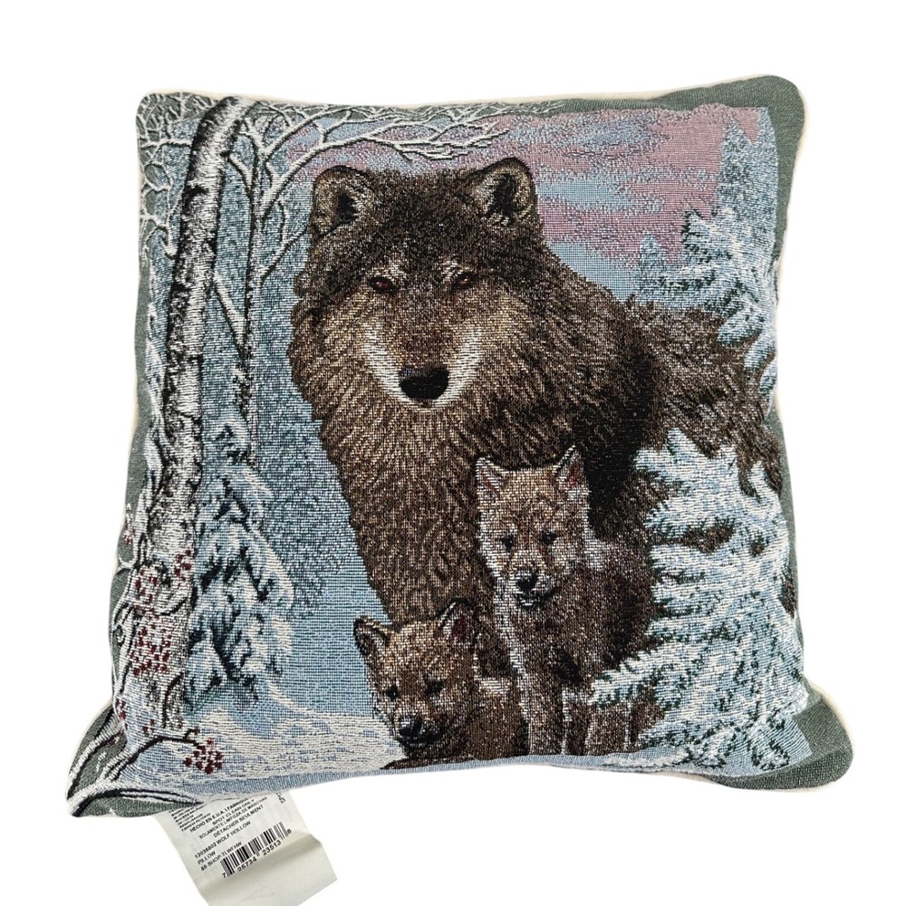 Manual Woodworkers & Weavers Wolf Hollow Tapestry Throw Pillow 17x17 Made in USA